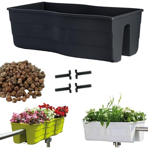 Fioriera 58 x 29 x 20 cm | Fioriera da balcone con sistema di irrigazione e tappi in gomma per scarico dell'acqua, per balcone o giardino, vaso per piante protegge le radici e previene il ristagno,