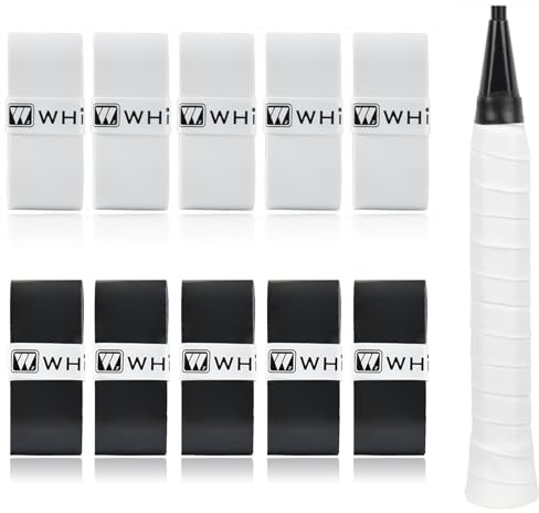 Half Forest 10 Pièces Ruban Grip Raquette Grip Raquette Tennis Antidérapant Et Absorbant, Adapté Au Tennis, Au Badminton, Aux Cannes À Pêche, Aux Guidons De Vélo, Etc. (Noir + Blanc)