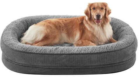 Pawk Orthopädisches Hundebett Grosse Hunde, Vierseitiges Nackenrolle Kissen Hundebett Orthopädisch, Memory Foam Hundekorb XL Wasserdicht rutschfest, Hundebetten Abnehmbar und Waschbar