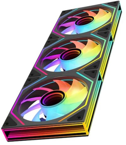 TZMRIT PRISM 6MAX 120 mm Infinite Mirror ARGB PC-fläkt med PWM-kontroll och ARGB-effekt, tresidig oändlig spegel på sidan (BK-X3)