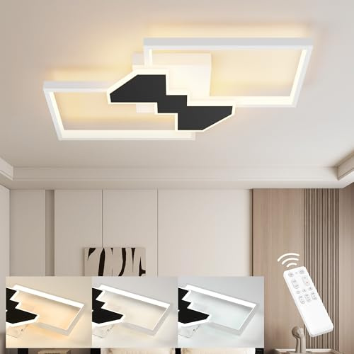 Baerolc LED Deckenlampe Wohnzimmer, 32W 50cm Deckenleuchte dimmbar mit Fernbedienung Schlafzimmerlampe weiß Wohnzimmerlampe Modern Küchenlampe Eckig Deckenbeleuchtung für Wohnzimmer Schlafzimmer
