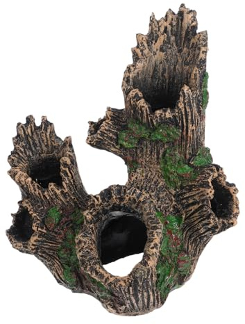 HEMOTON Décoration d'Aquarium en Résine Tronc d'arbre Artificiel Cachette pour Crevettes et Poissons Souche Solide et Réaliste pour Aménagement Paysager Aquatique