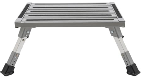 Trittstufe Wohnmobil, Aluminium Klapptritt bis 150kg, Höhenverstellbar,Tritthocker für Camping/Autowäsche/Küche/Bad