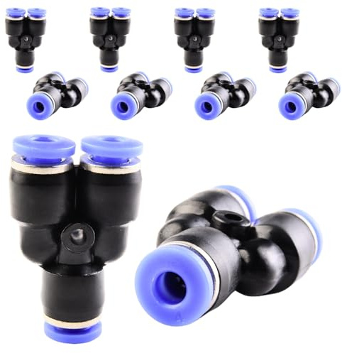 ANGEEK 10 piezas divisor en Y de 3 vías de 4 mm, conexión neumática enchufable, racor rápido de plástico de 3 vías, racores push-to-connect, adaptador para tubos de aire PY