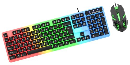 Set Da Gioco Con Cavo Tastiera E Da Gioco a 104 Retroilluminati a LED Colorati Con Cavo Per PC Portatile Desktop