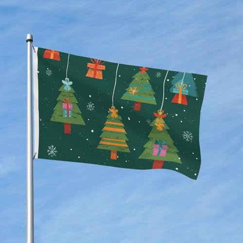 Bunte Weihnachtsflagge, 90 x 152 cm, doppelseitig, für Haus, Hof, Outdoor, Innenbereich, Urlaub, Party, dekorativ