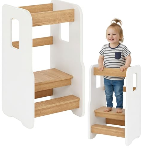 ComfortCove Montessori Lärtorn, Montessori Stol, Vit/Ek