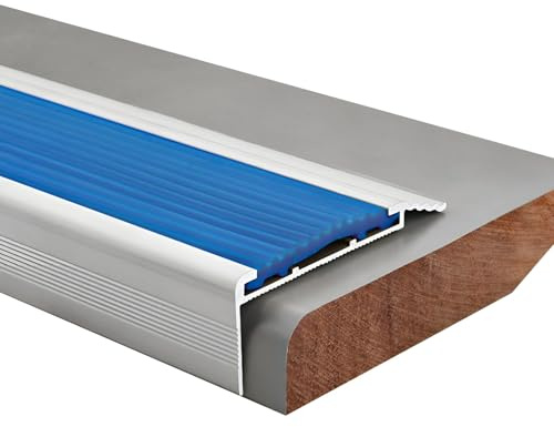 Aluminium-Treppenkantenprofil und PVC-Gummistreifen 70 mm x 21 mm,100 cm Länge Stufenkantenprofil in L-Form für Innen und Außen