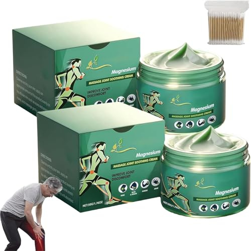 Crema avanzata al magnesio per alleviare il dolore, crema curativa al gel per le articolazioni, creme professionali al magnesio per alleviare il dolore alla schiena, al collo e alle mani (2Pezzo)