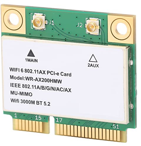 Generic Tarjeta de Red Inalámbrica WiFi6 MU MIMO de 2974M con Mini PCIE para Ordenador Portátil, Tarjeta WiFi de Alta Velocidad de Doble Banda 2,4G/5G para Hosts Pequeños