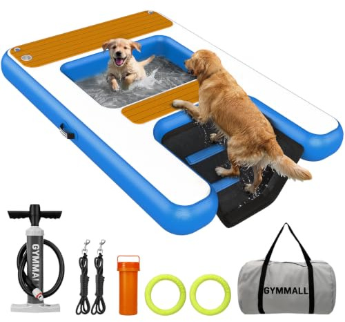 GYMMALL Uppblåsbar vattenramp 170x120 cm, slitstark hundramp upp till 150 kg, perfekt för pool, brygga och båt