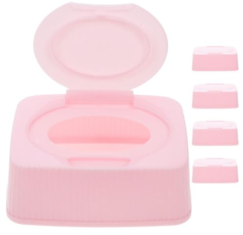 MAJORMENCH Porta Toallitas Húmedas para Bebés 5 Piezas con Diseño Antipolvo y Compatible, Caja de Almacenamiento de Pp Color Rosa para Viajes y Uso Infantil