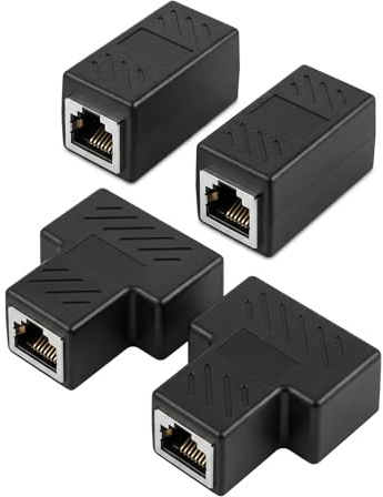 DLPRK 4 Pezzi RJ45 Connettori, Splitter RJ45, Sdoppiatore Ethernet CAT6 per Prolunga Cavo LAN e Connessione Internet