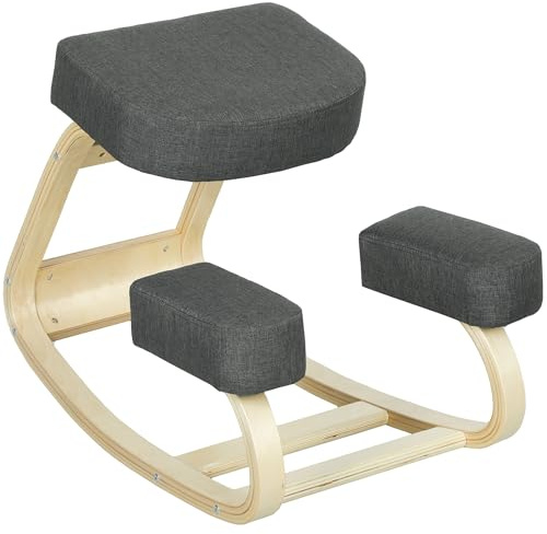 Vinsetto Ergonomischer Kniestuhl Kniehocker Gesundheitsstuhl Dunkelgrau | für Zuhause, Büro, Meditation, zur Verbesserung der Rückenschmerzen, Nackenschmerzen Lindern, Körperhaltung