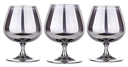 Graphite 13.5-Ounce Brandy Glasses, Elegant Glasses for Old Fashioned, Whiskey, Bourbon, Brandy Tasting Snifters, Present Idea for Wedding and Birthday, Set of 3