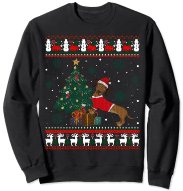 Weihnachtspullover mit Dackel-Motiv Sweatshirt
