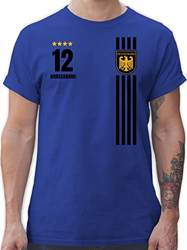 T-Shirt Herren - 2026 Fussball WM Fanartikel - Deutschland Germany Trikot Style - S - Royalblau - Deutschland-t-Shirt em Tshirt 2024 fußball deutsche Shirt deutschlandshirt fußball-Fanartikel