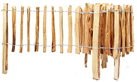 Roll-Steckzaun 5 Meter Rollzaun aus Haselnuss Höhe: ca. 35/50/60 cm, Lattenabstand 4-5cm / 7-8cm Langlebig Dank 100% Naturprodukt für Beete & Teichumrandung (50 cm Höhe, 4-5 cm)