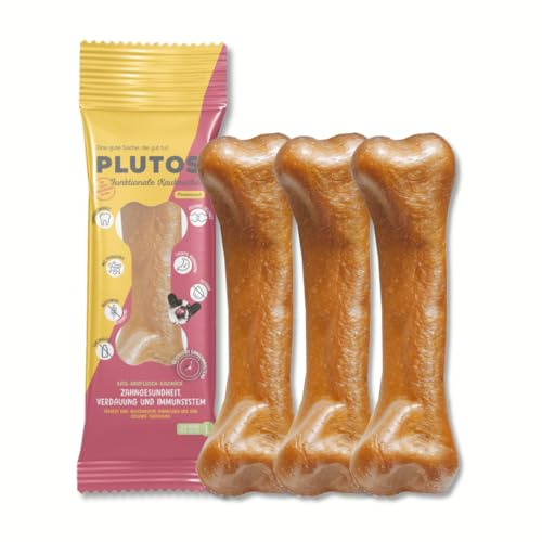 PLUTOS Rind Kauknochen für Hunde Größe Large, natürlicher Käseknochen mit Rind, unterstützt die Zahnpflege, proteinreich und fettarm, gesunder Kauspaß für große Hunde