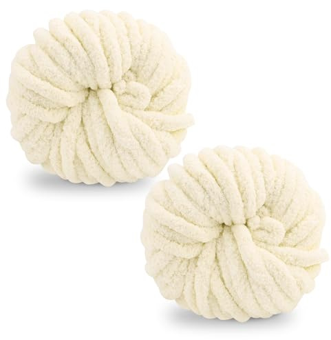 Chunky Wool Yarn 250g × 2, Multi-Colored Knitting Yarn for Crochet, 2cm Soft Knitting Wool for Making Handmade Bags Hats Blankets Pillow Cushion Cat Bed
