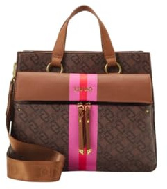 LIU JO Borsa a mano chiusa con zip, arricchita da dettagli in stampa logata. Dispone di un ampio scomparto principale, tasche interne di cui una con zip, tracolla doppia logata removibile e regolabile