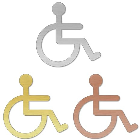 banjado® WC Schild selbstklebend/Graviertes Türschild WC Design Barrierefrei 1 / Toilettenschild 10x10cm / WC Aufkleber in Gold Optik/Badezimmer Schild