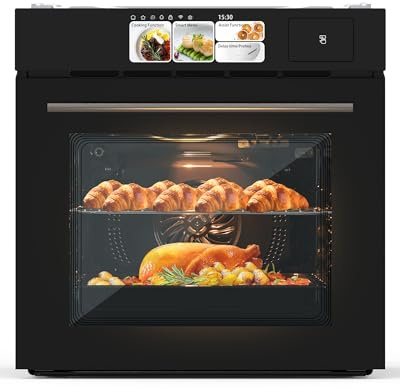 24 Single Wall Oven, 2.5Cu.ft Built-in Electric Wall Oven with TFT display 8 Cooking Functions in Steam, Grill, Air Frying Mode for Kitchen Restaurant