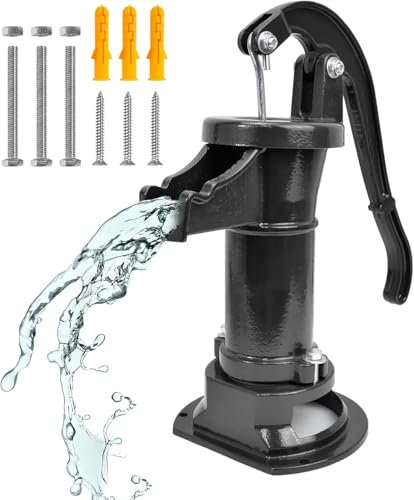 INREPRO Hand Well Pump, Antique Cast Iron Manual Pitcher Pump, Water Transfer Pump, 25ft Maximum Lift, Perfect for Garden, Pond, Backyard