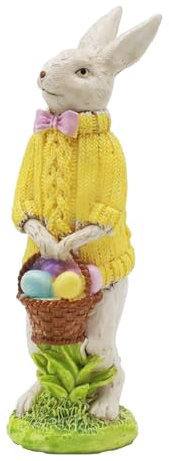 Irayin Coniglietti Pasquali Decorazioni, Coniglietto Figurine Ornamenti con Uova Colorate, Decorazione in Resina Pasquale, Coniglietto Figurine Statuetta - Carino