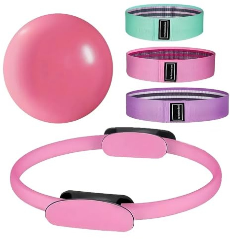 INLANDSIS Pilates-Ring-Set 5-teiliges Fitness-Set für Zuhause mit Yoga-Ball, Yoga-Band und Hüftgurt Geeignet für Abnehmen, Fitness und Heimtraining ， Pilates Set Pilates Ring