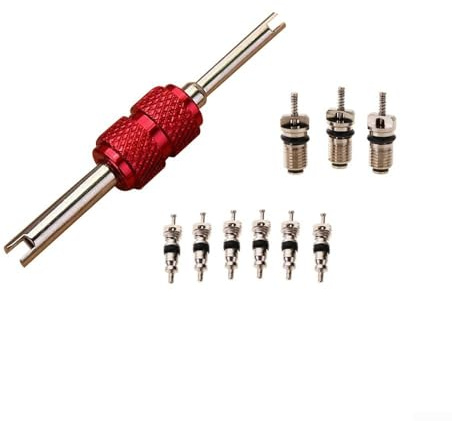 9 núcleos de válvula para sistemas de CA automáticos con 1 herramienta de extracción para arreglos rápidos