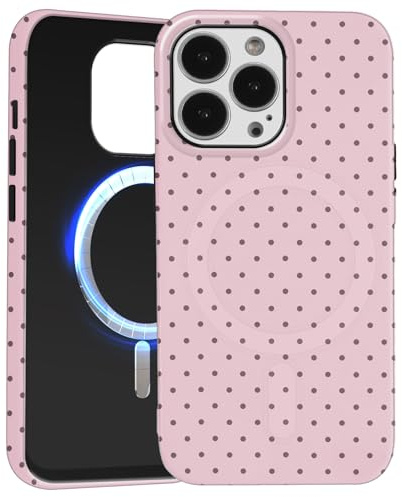 Paovkoi Cover Magnetica per iPhone 15 Pro Max, Aesthetic Polka Dot Pois Motivo Disegni Silicone Custodia Compatibile con MagSafe, Antiurto Bumper Protettiva Custodie per iPhone 15 Pro Max 6,7'' - Rosa