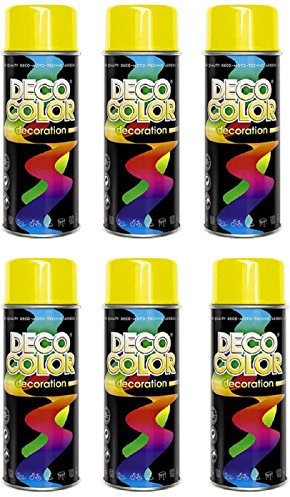 Fahrzeugteile Hoffmann 6er Sparpack DC Lackspray glänzend 400ml nach RAL freie Farbauswahl (6 Dosen in gelb glanz RAL 1023)