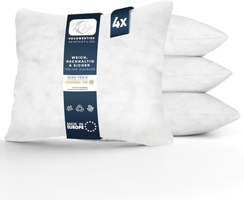Moon 4er Pack Nonwoven Füllkissen, Innenkissen, Sofakissen ca. 30x50cm - 240g mit gekräuselter Hohlfaser (fest)