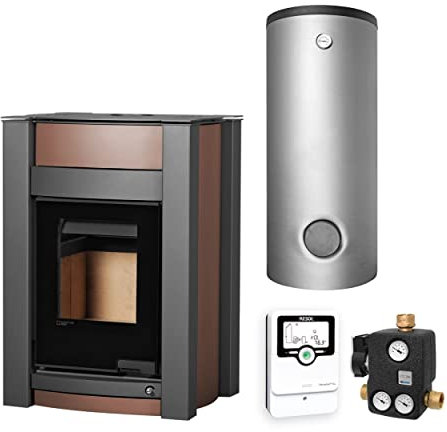 Aquaflam KS2782 Vario Kalmar 11 kW Basic Wasserführender Kaminofen Brown Komplett-Set Kombispeicher THKE 600 + 1 SWT