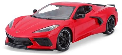 Bauer Spielwaren 31447-00000022 Maisto Chevrolet Corvette Stingray Coupé '20: Modellauto im Maßstab 1:18, Türen, Kofferraum und Motorhaube zum Öffnen, lenkbar, 34 cm, rot (531447)