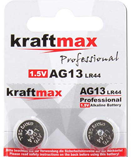 kraftmax 2er Pack Knopfzelle Typ 357 (AG13 / LR1154 / LR44) Hochleistungs- Batterie / 1,5V Uhrenbatterie für professionelle Anwendungen - Neuste Generation