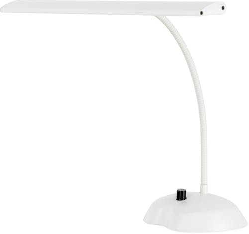 Classic Cantabile 12220 Dimmbare Pianoleuchte Weiß - 36 helle LEDs - 38 cm langer Schwanenhals - Integrierter USB-Ladeanschluss für Smartphone oder Tablet - Weiß