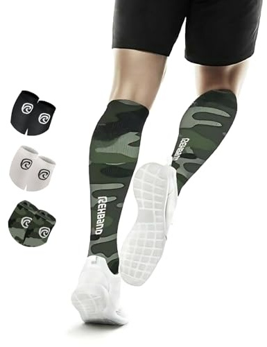 Rehband Kompressionsstrümpfe Herren & Damen, 1 Paar, Kompressionssocken Sport, Stützstrumpf 15-20 mmHg, Farbe:Camo, Größe:XL
