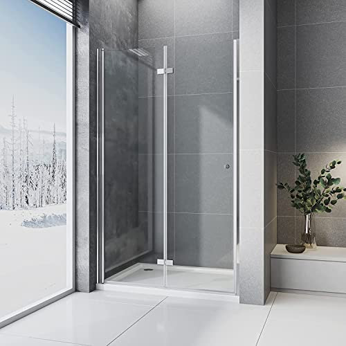 BD-Baode Duschtür 90cm Falttür Nischentür Drehfalttür Duschabtrennung 180° Falttürkabine 6mm ESG Sicherheitsglas Nische Dusche Höhe 185cm