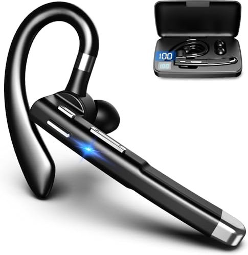 Bluetooth Wireless Headset, In Ear Hands Free Earpiece Earphone Earbud Noise Cancelling Built-in Mic, LED Battery Display Case, HD Phone Call, Music for Driving/Office/Business iPhone, Android, Phone