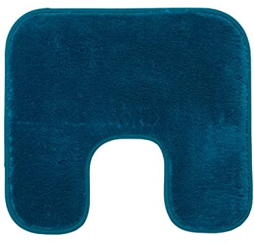 Gözze - Premium Rutschfester Badteppich mit Ausschnitt, RIO, 100% Microfaser, Ideal als WC-Vorlage für Standtoilette, 50 x 45 cm - Petrol