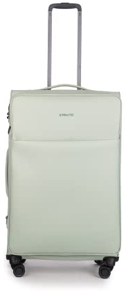 Stratic Light + Koffer Weichschale Reisekoffer Trolley Rollkoffer groß, TSA Kofferschloss, 4 Rollen, Erweiterbar, Größe L, Mint