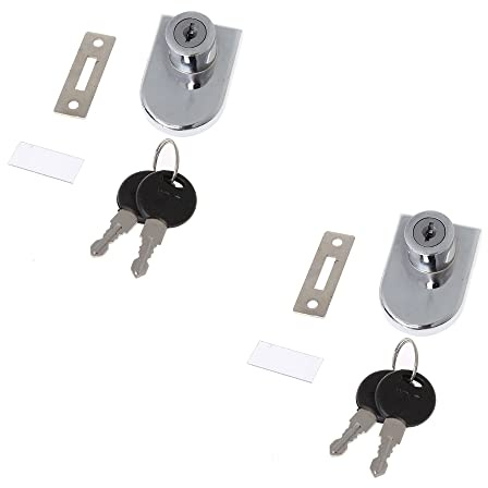 2 Stück Glas-Schrankschloss, Zinklegierung, Vitrinen-Türschloss, Sicherheitsschloss mit 4 Schlüsseln für Schrank, Schubladen, Schrank (Schlüssel ohne 888)