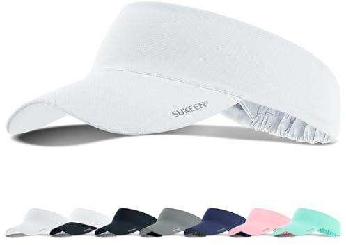 Sukeen Sun Visor Cap, Cooling Stretchy Visor with Sweatband Adjustable Baseball Cap Sun Protection Unisex Cool Visor Hat Instant Cooling Vizor Cap for Golf Tennis(55-60cm)