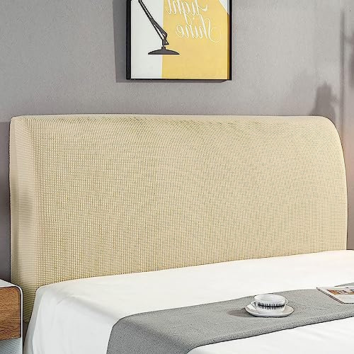 KAYBTNT Bett Kopfteil Bezug, Weicher Stretch Bed Headboard Cover, Staubdicht Waschbar Bettkopfteil Husse für Schlafzimmer, Universell Kopfteilbezug überzug für Full Twin Queen King,Cream,200cm