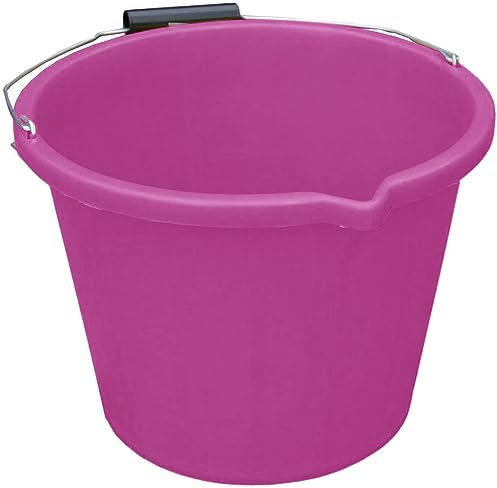 Heavy Duty Builders Bucket - Pink 3 Gallon 14 Litre Water Mixing Storage - Strong with Measuring Guide, Handle & Spout - Cleaning, Bath (Pink)
