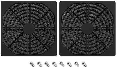 OTOTEC 2 Stück PC Gehäuselüfter Staubfilter 12x12cm PC Gehäuse Lüfter Staubdichte Abdeckung Netznetzabdeckung Kunststoff Computer Lüfter Staubdichter Schutz mit Schrauben Schwarz