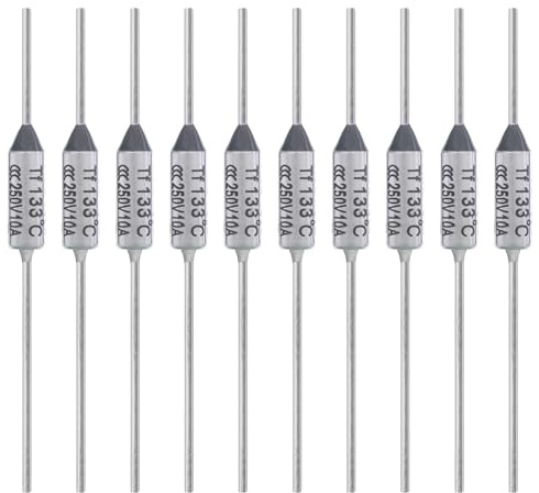 ALLECIN 10 Stück Thermosicherung Tf 133 Grad Celsius 10A 250V AEC133E Temperatursicherung 133℃ Thermo Sicherungen Thermosicherungen