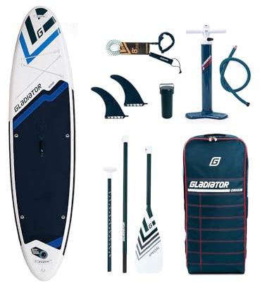 Gladiator Wind SUP Board Pro | per windsurf, stand up paddling, kayak | Fusion Dropstitch 26 psi | con maniglia per il trasporto, corda bungee | blu bianco | 1 tavola con accessori